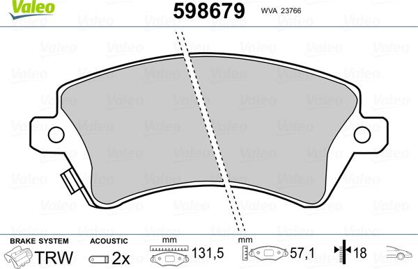 Valeo 9010463 - Гальмівні колодки, дискові гальма autozip.com.ua