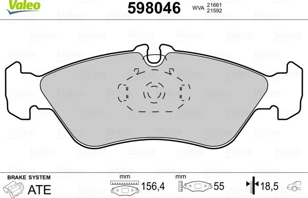 VALEO 598046 - Гальмівні колодки, дискові гальма autozip.com.ua
