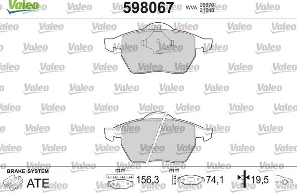 Valeo 598067 - Гальмівні колодки, дискові гальма autozip.com.ua