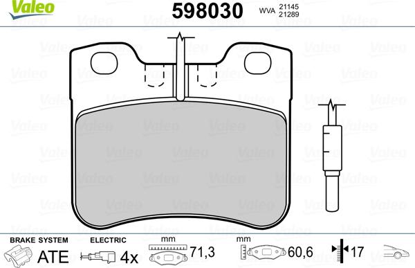 Valeo 598030 - Гальмівні колодки, дискові гальма autozip.com.ua