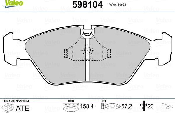 Valeo 598104 - Гальмівні колодки, дискові гальма autozip.com.ua