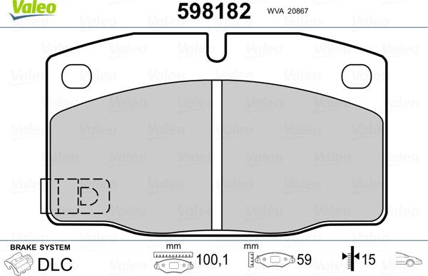 VALEO 598182 - Гальмівні колодки, дискові гальма autozip.com.ua