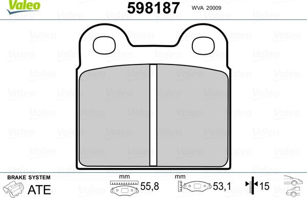 Valeo 598187 - Гальмівні колодки, дискові гальма autozip.com.ua