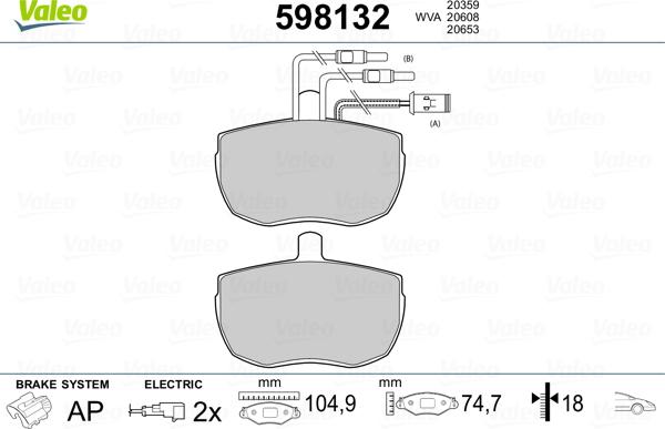 Valeo 598132 - Гальмівні колодки, дискові гальма autozip.com.ua