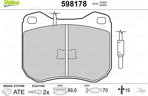 Valeo 598178 - Гальмівні колодки, дискові гальма autozip.com.ua