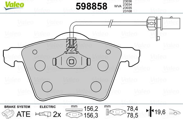 Valeo 598858 - Гальмівні колодки, дискові гальма autozip.com.ua