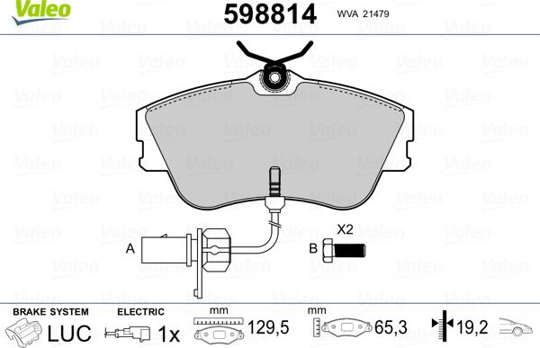 VALEO 598814 - Гальмівні колодки, дискові гальма autozip.com.ua