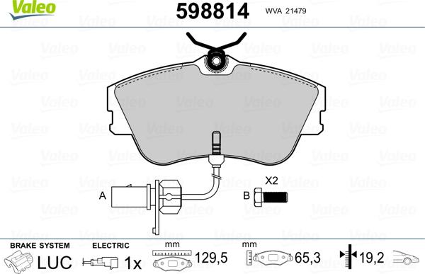 Valeo 598814 - Гальмівні колодки, дискові гальма autozip.com.ua