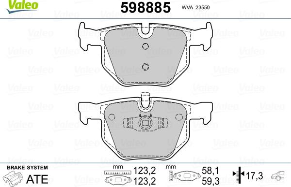 VALEO 598885 - Гальмівні колодки, дискові гальма autozip.com.ua