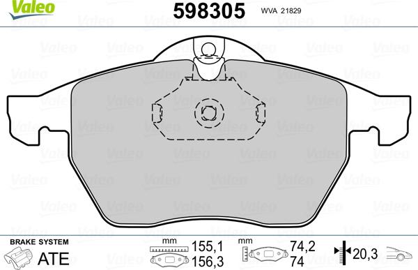 VALEO 598305 - Гальмівні колодки, дискові гальма autozip.com.ua