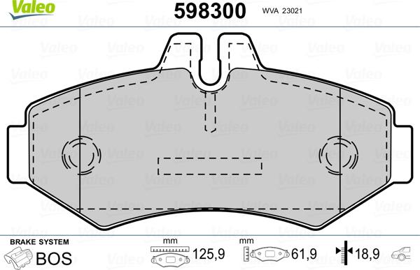 Valeo 598300 - Гальмівні колодки, дискові гальма autozip.com.ua