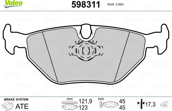 Valeo 598311 - Гальмівні колодки, дискові гальма autozip.com.ua