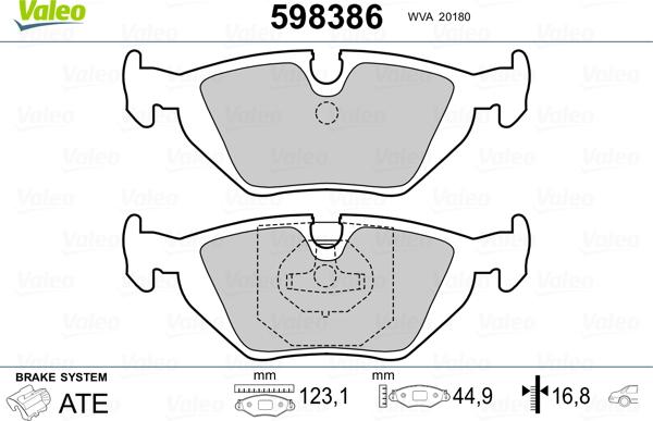 Valeo 598386 - Гальмівні колодки, дискові гальма autozip.com.ua