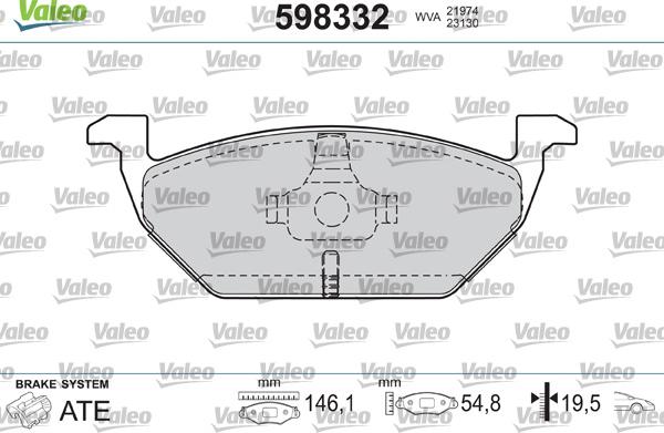 Valeo 598332 - Гальмівні колодки, дискові гальма autozip.com.ua