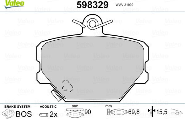 Valeo 598329 - Гальмівні колодки, дискові гальма autozip.com.ua