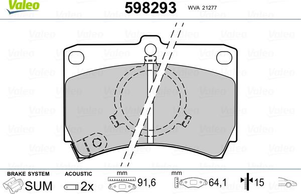 Valeo 598293 - Гальмівні колодки, дискові гальма autozip.com.ua