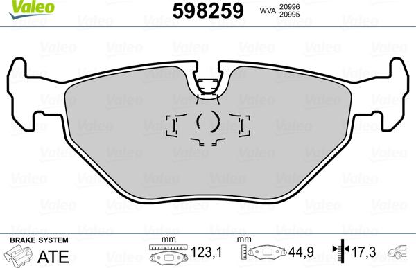 Valeo 598259 - Гальмівні колодки, дискові гальма autozip.com.ua