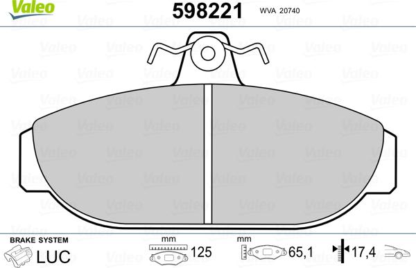 Valeo 598221 - Гальмівні колодки, дискові гальма autozip.com.ua