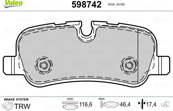 Valeo 598742 - Гальмівні колодки, дискові гальма autozip.com.ua