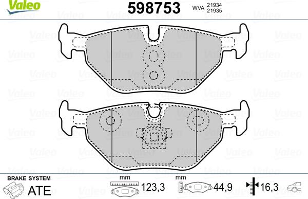 Valeo 598753 - Гальмівні колодки, дискові гальма autozip.com.ua