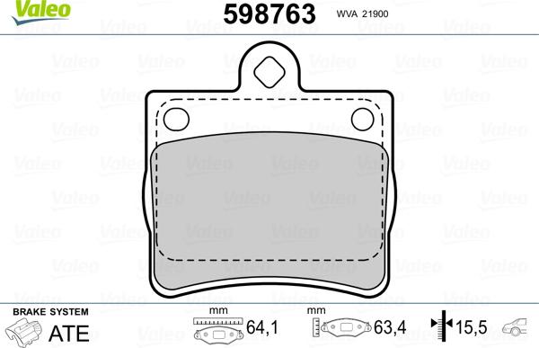 VALEO 598763 - Гальмівні колодки, дискові гальма autozip.com.ua