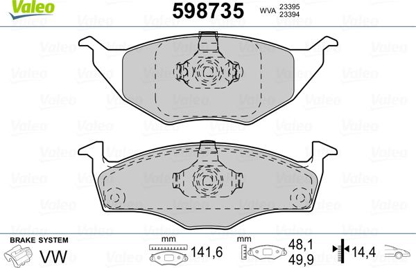 Valeo 598735 - Гальмівні колодки, дискові гальма autozip.com.ua