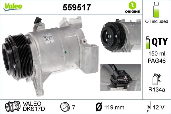 Valeo 559517 - Компресор, кондиціонер autozip.com.ua