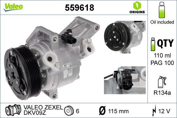 VALEO 559618 - Компресор, кондиціонер autozip.com.ua