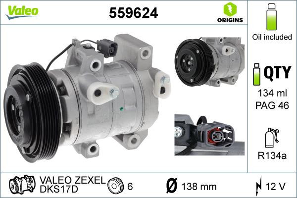 VALEO 559624 - Компресор, кондиціонер autozip.com.ua