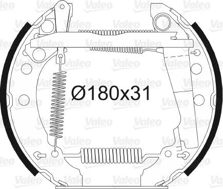 Valeo 554627 - Комплект гальм, барабанний механізм autozip.com.ua