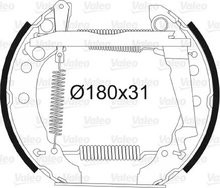 Valeo 554853 - Комплект гальм, барабанний механізм autozip.com.ua