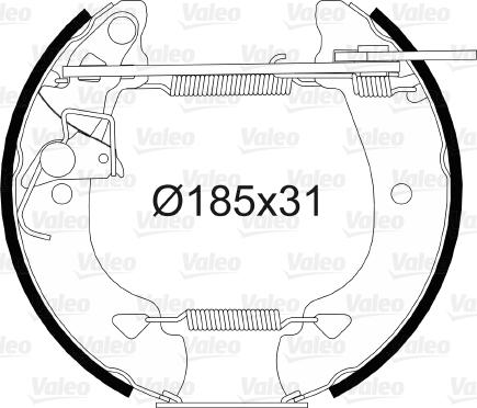 Valeo 554806 - Комплект гальм, барабанний механізм autozip.com.ua