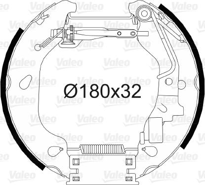 Valeo 554812 - Комплект гальм, барабанний механізм autozip.com.ua