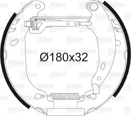 Valeo 554835 - Комплект гальм, барабанний механізм autozip.com.ua