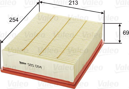 VALEO 585094 - Повітряний фільтр autozip.com.ua