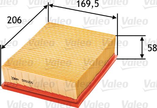 VALEO 585006 - Повітряний фільтр autozip.com.ua