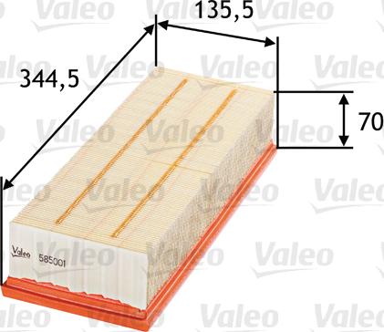 VALEO 585001 - Повітряний фільтр autozip.com.ua