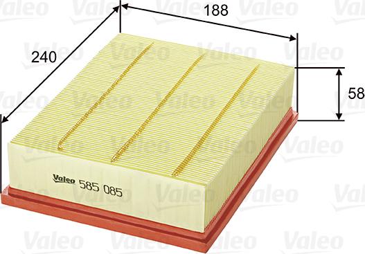 VALEO 585085 - Повітряний фільтр autozip.com.ua