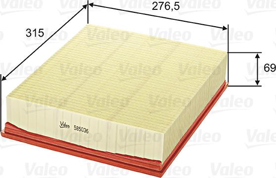 VALEO 585036 - Повітряний фільтр autozip.com.ua