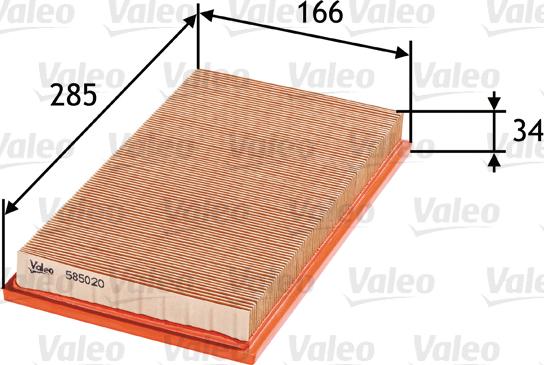 VALEO 585020 - Повітряний фільтр autozip.com.ua