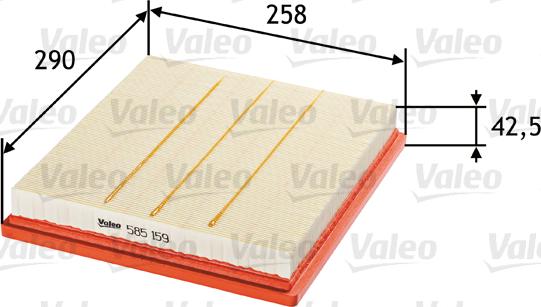 VALEO 585159 - Повітряний фільтр autozip.com.ua