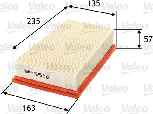 VALEO 585152 - Повітряний фільтр autozip.com.ua