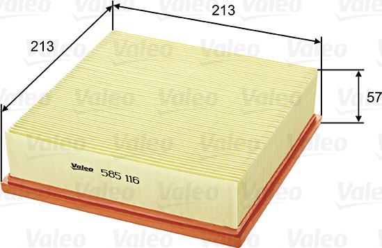 VALEO 585116 - Повітряний фільтр autozip.com.ua