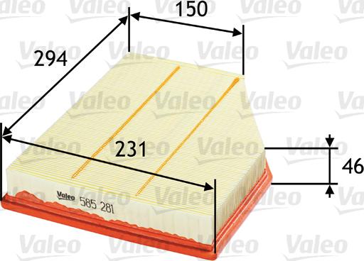VALEO 585281 - Повітряний фільтр autozip.com.ua