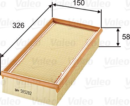 VALEO 585282 - Повітряний фільтр autozip.com.ua