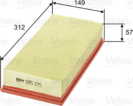 VALEO 585275 - Повітряний фільтр autozip.com.ua