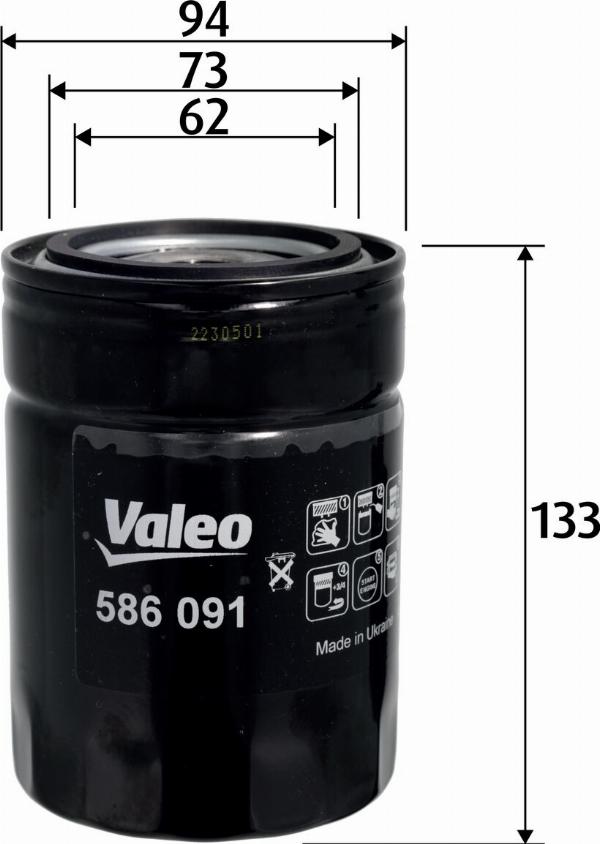 VALEO 586091 - Масляний фільтр autozip.com.ua