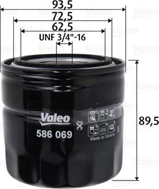VALEO 586069 - Масляний фільтр autozip.com.ua