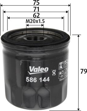 Valeo 586144 - Масляний фільтр autozip.com.ua
