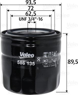 Valeo 586135 - Масляний фільтр autozip.com.ua
